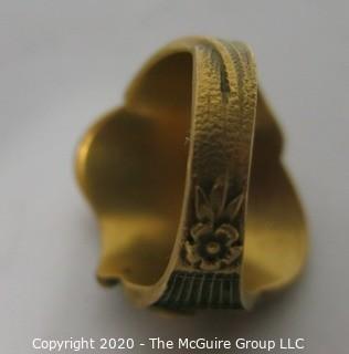 14kt Gold Ornate Victorian Signet Ring with Inset Diamond Accent and the Initials "LC".  Approximately size 7; 10g