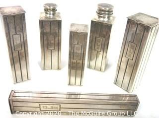 Art Deco Six Piece International Silver Sterling Dresser or Vanity Kit; 527g 