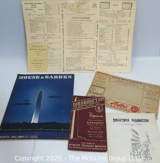 Group of Vintage Washington DC Menus and Memorabilia 