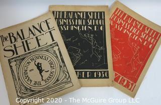 Three (3) Vintage Copies of the Balance Sheet, Magazine of the Washington Business High School, 1930