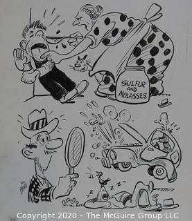 Vintage Al Banx Signed Cartoon Board, Measures approximately 14" x 11".