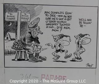 Vintage Al Banx Signed Cartoon Board, Measures approximately 14" x 9".