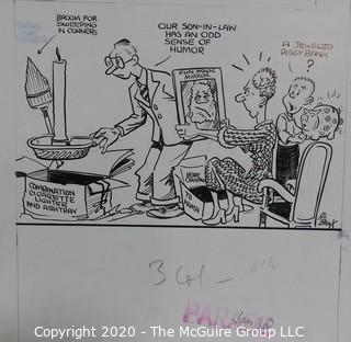 Vintage Al Banx Signed Cartoon Board, Measures approximately 14" x 11".