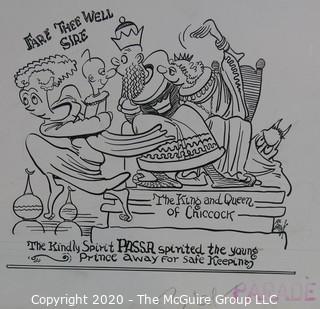 Vintage Al Banx Signed Cartoon Board, Measures approximately 14" x 11".