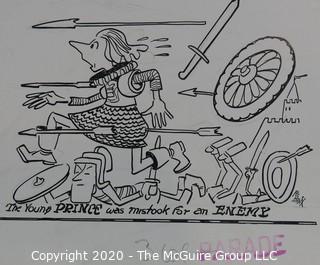 Vintage Al Banx Signed Cartoon Board, Measures approximately 14" x 11".