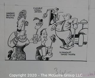 Vintage Al Banx Signed Cartoon Board, Measures approximately 14" x 11".