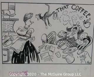 Vintage Al Banx Signed Cartoon Board, Measures approximately 14" x 11".