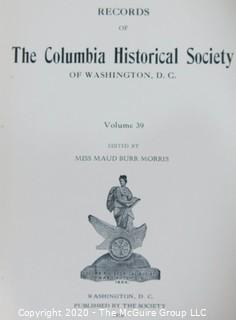 6 Hard Cover Copies of the Records of  The Columbia Historical Society, Washington DC