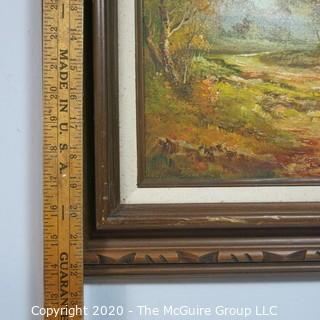 Framed Oil on Canvas Landscape with House Signed by Artist L Cafieri 