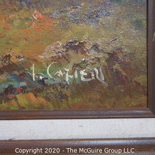 Framed Oil on Canvas Landscape with House Signed by Artist L Cafieri 