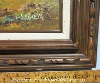 Framed Oil on Canvas Landscape with House Signed by Artist L Cafieri 