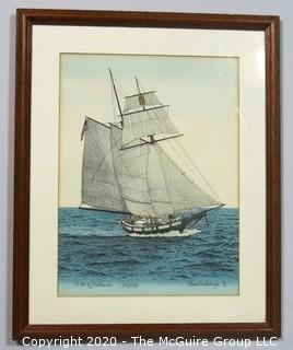 Framed Signed Print of "The Pride of Baltimore" Tall Ship by Paul DeRemigis JR