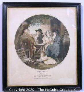 Framed Color Lithograph of "The Visit Returned In the Country" , 1878 after George Morland  by William Nutter