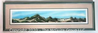 Long Narrow Framed Print of Beach Scene, Signed by Artist Larry Johnson and Numbered. 