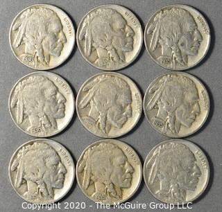 (9) Buffalo Nickels