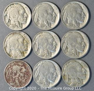 (9) Buffalo Nickels