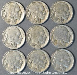 (9) Buffalo Nickels