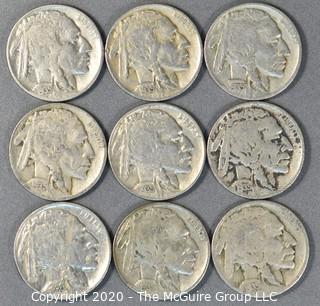 (9) Buffalo Nickels