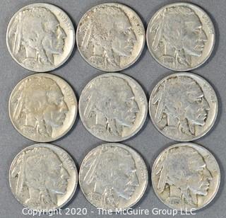 (9) Buffalo Nickels