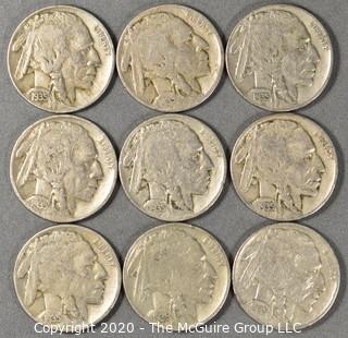 (9) Buffalo Nickels