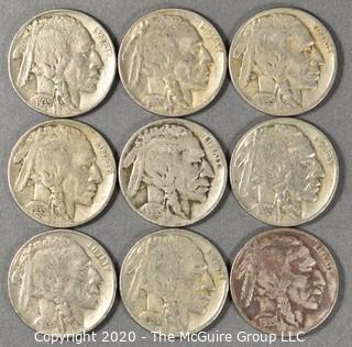 (9) Buffalo Nickels