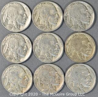 (9) Buffalo Nickels