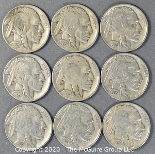 (9) Buffalo Nickels