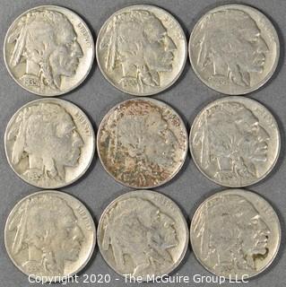 (9) Buffalo Nickels