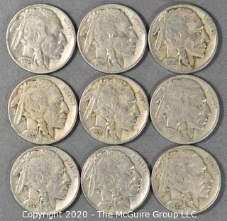 (9) Buffalo Nickels