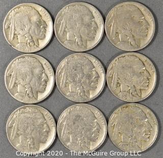 (9) Buffalo Nickels