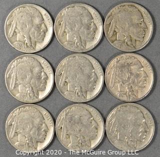 (9) Buffalo Nickels