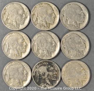 (9) Buffalo Nickels