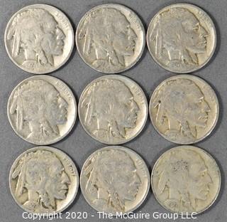 (9) Buffalo Nickels