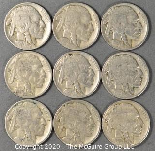 (9) Buffalo Nickels