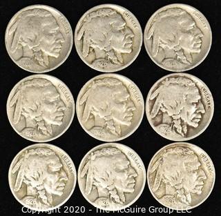 (9) Buffalo Nickels