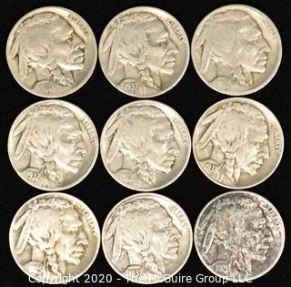 (9) Buffalo Nickels