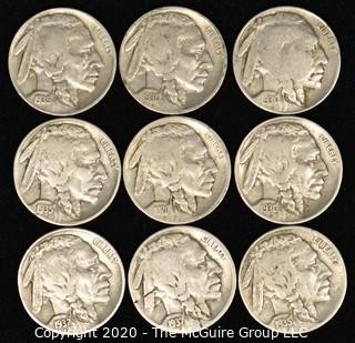 (9) Buffalo Nickels