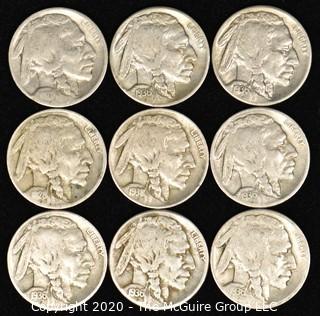 (9) Buffalo Nickels