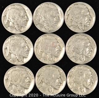 (9) Buffalo Nickels