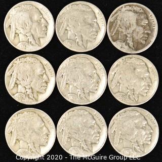 (9) Buffalo Nickels