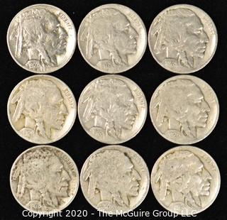 (9) Buffalo Nickels