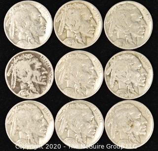 (9) Buffalo Nickels