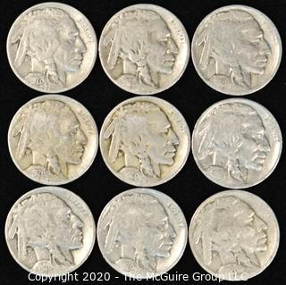 (9) Buffalo Nickels