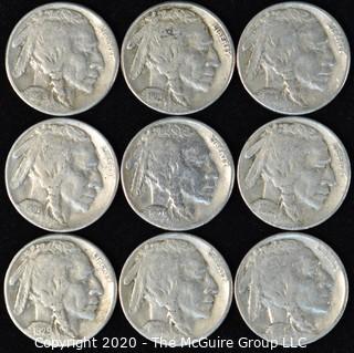 (9) Buffalo Nickels