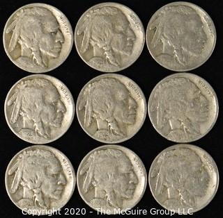 (9) Buffalo Nickels