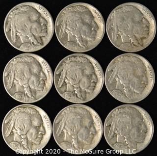 (9) Buffalo Nickels