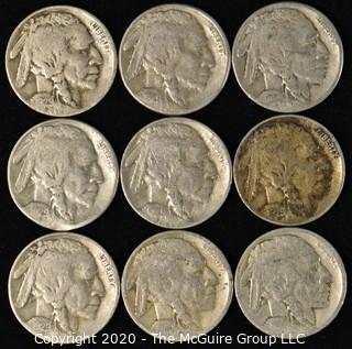 (9) Buffalo Nickels