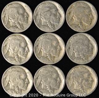 (9) Buffalo Nickels