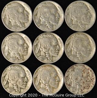 (9) Buffalo Nickels