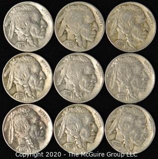 (9) Buffalo Nickels